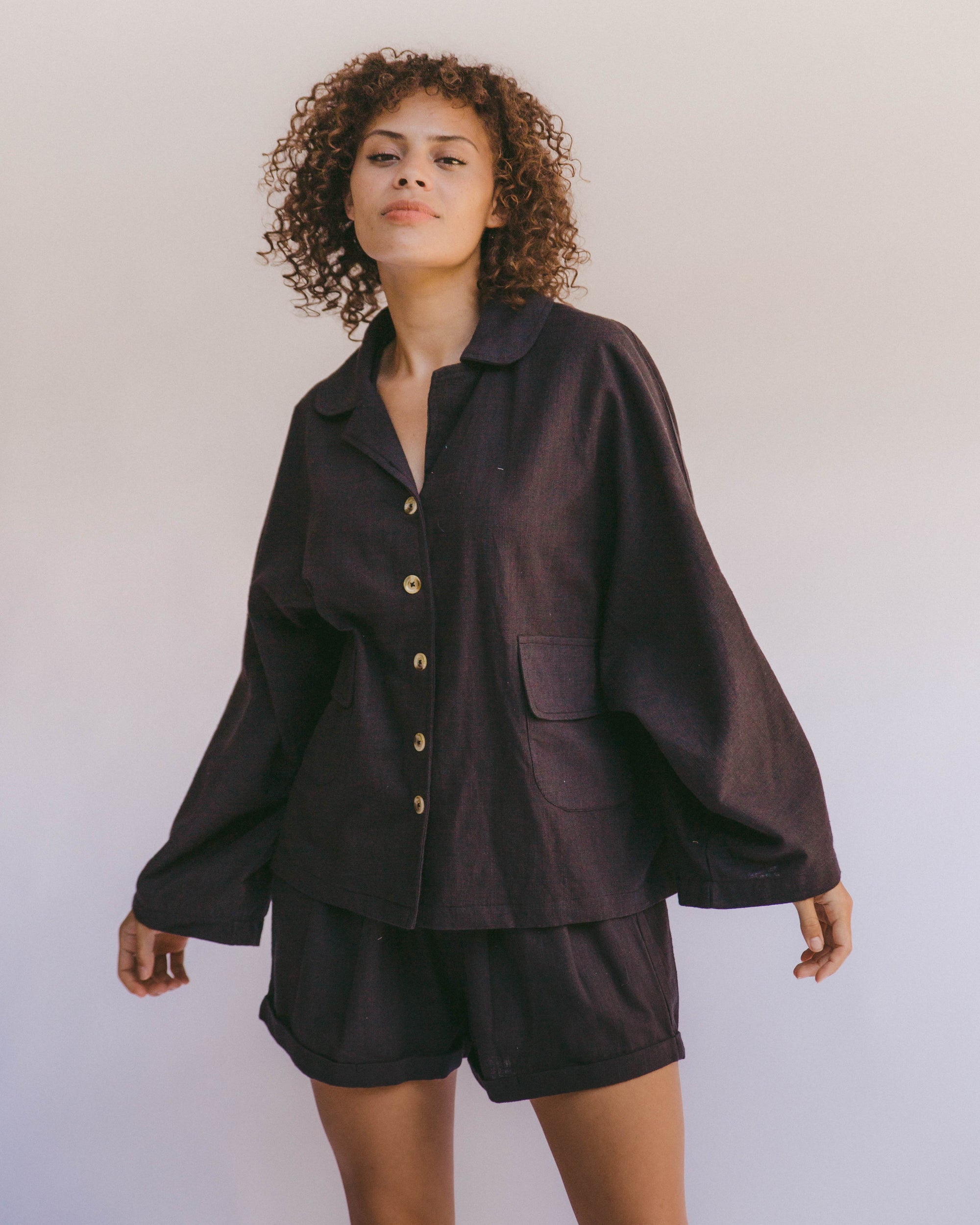 The Lullaby Club lounge set was designed with comfort in mind. Featuring an oversized fit they can be worn effortlessly from bed to beach.
