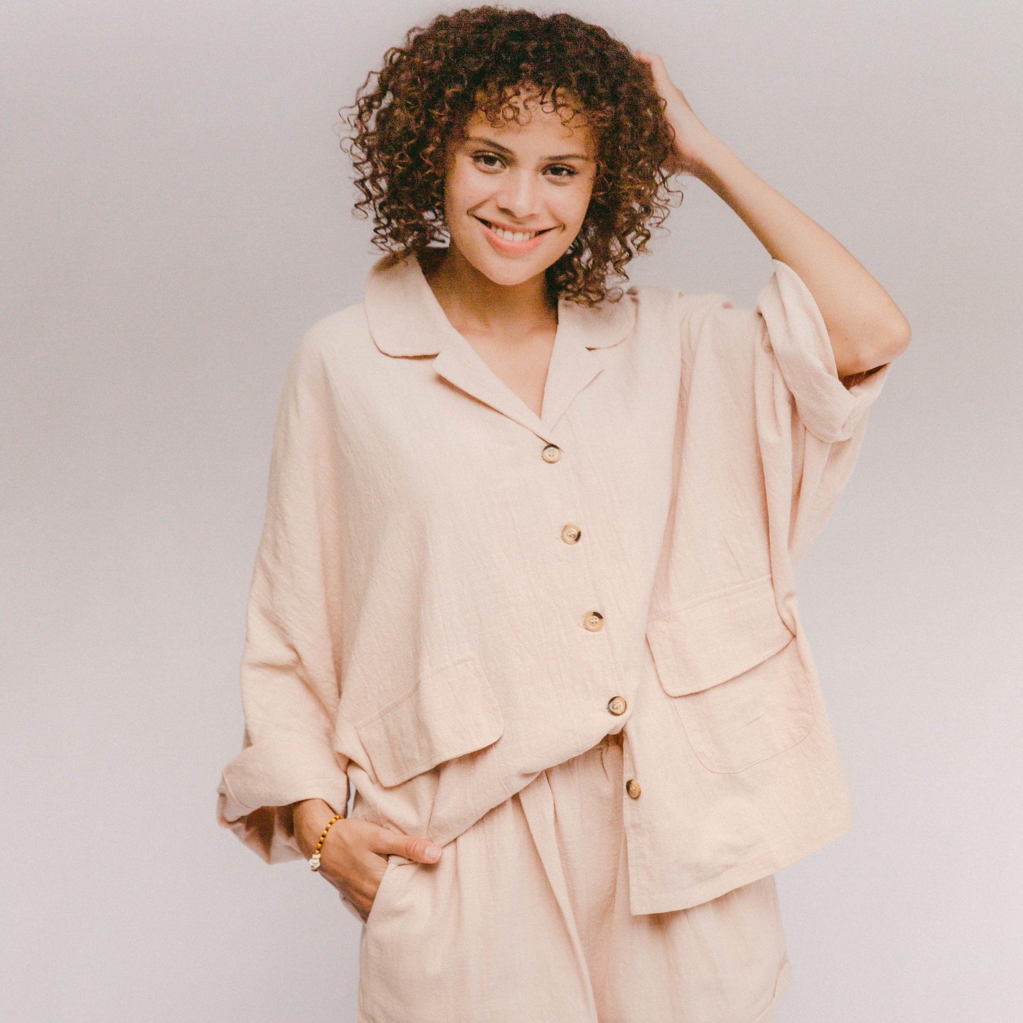 Oversized loungewear made from soft yet durable fabrics. They feel softer with every wash. Our fabric is hypoallergenic, moisture wicking and adjusts to your body temperature to stay cool in the summer and warm in the winter which makes it a great choice for any time of the year.