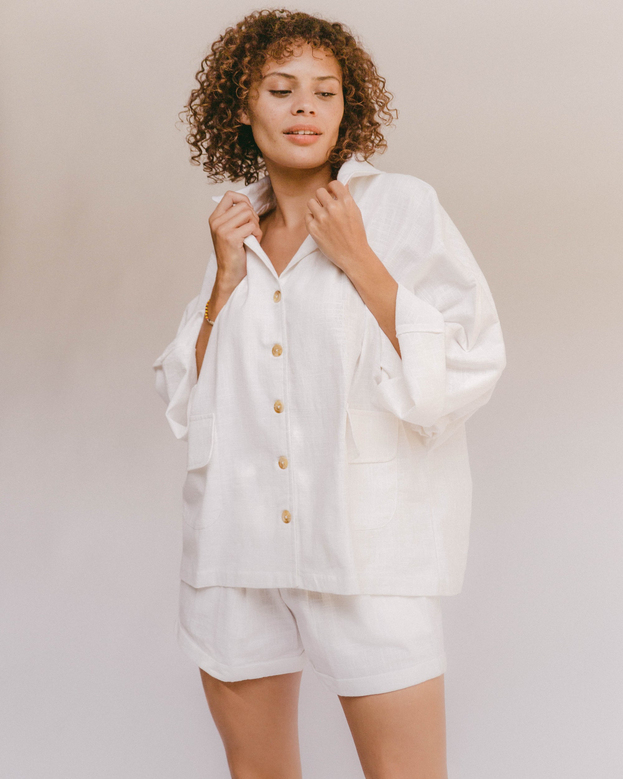 Oversized loungewear made from soft yet durable fabrics. They feel softer with every wash. Our fabric is hypoallergenic, moisture wicking and adjusts to your body temperature to stay cool in the summer and warm in the winter which makes it a great choice for any time of the year.