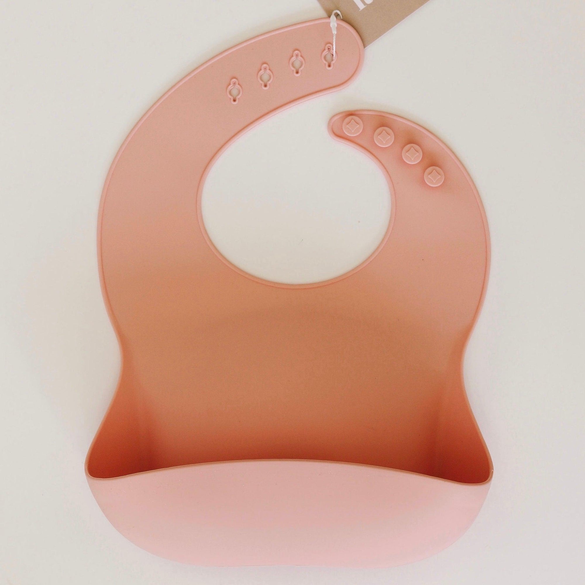 Rommer bibs are made from the softest silicone. They are both lightweight and durable. Rommer has updated the bib design to feature the reinforced button holes making them more resistant to tears.